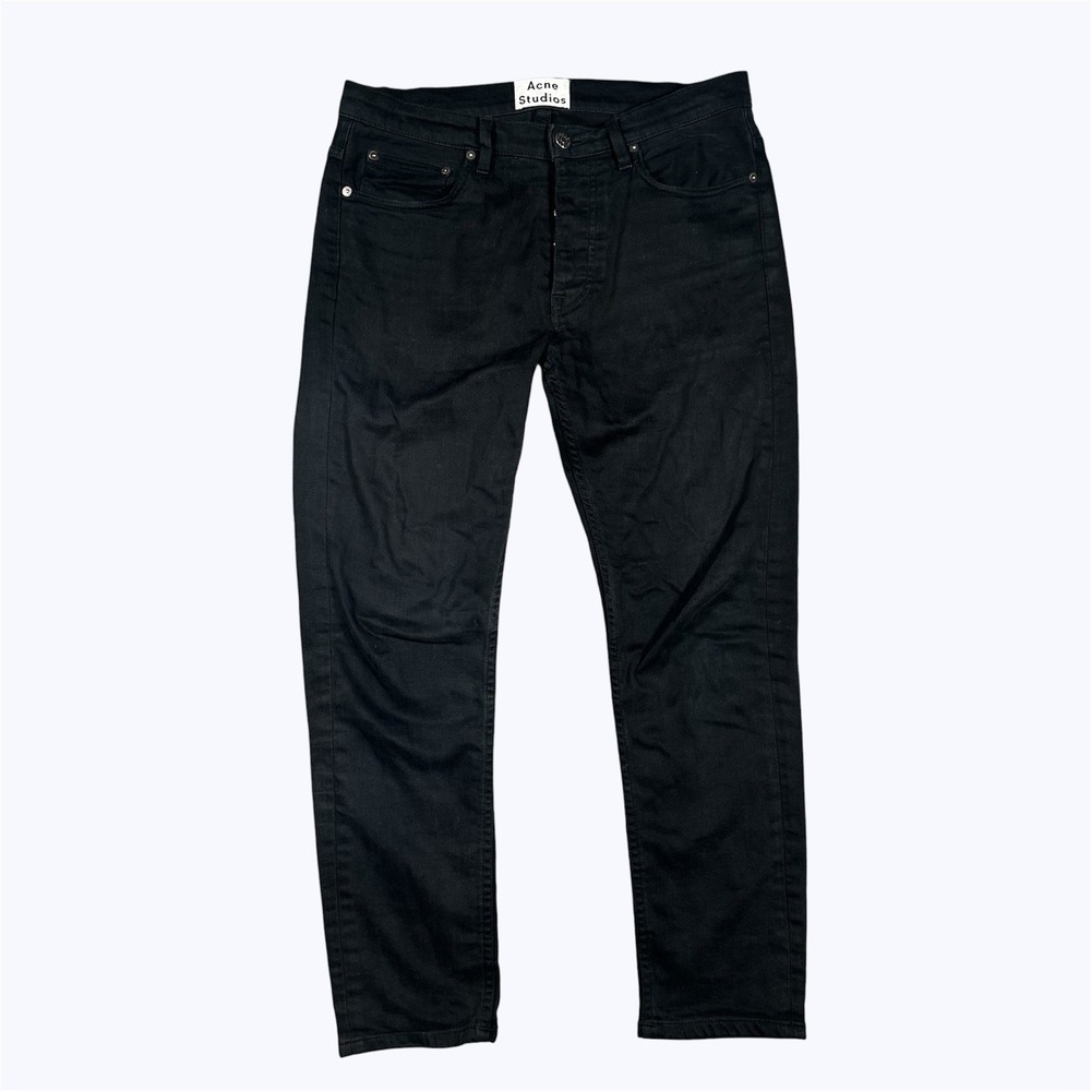 Acne Studios Jeans Men 31x26 Black Town Stay Cash Crop Denim Button Fly Mid Rise